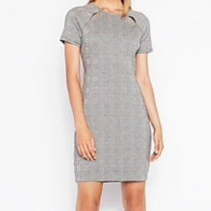 Express Gray Houndstooth Plaid Sheath Office Classic Business Dress Size XL